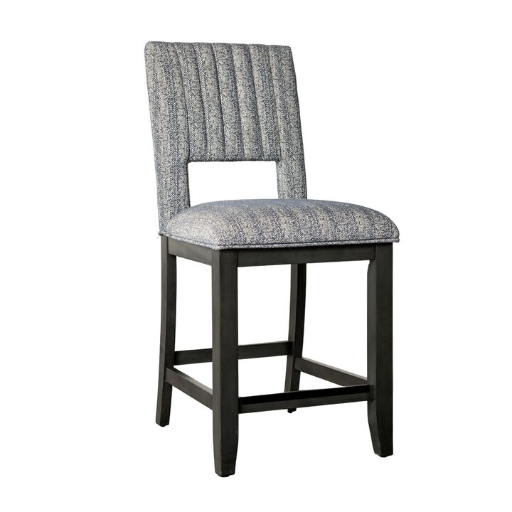 Manny Counter Height Chair Set of 2, Bluish Gray Fabric Seat and Back