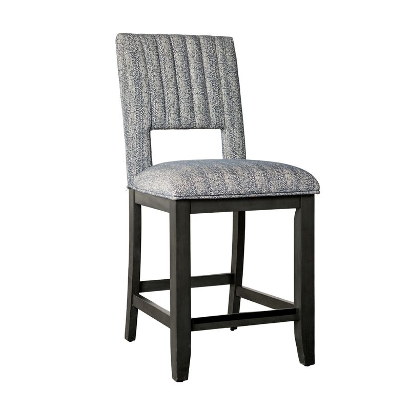 Manny Counter Height Chair Set of 2, Bluish Gray Fabric Seat and Back