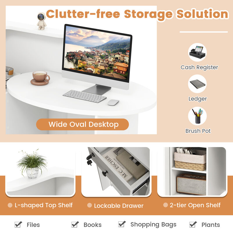Modern Office Desk with Open Shelf and Secure Lockable Drawer for Storage