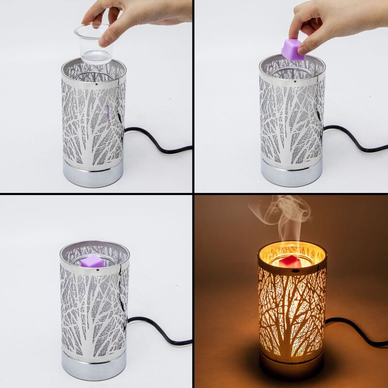 7" Touch lamp/Oil burner/Wax warmer-Silver Bison