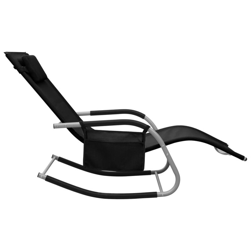 vidaXL Sun Loungers 2 pcs Textilene Black and Gray