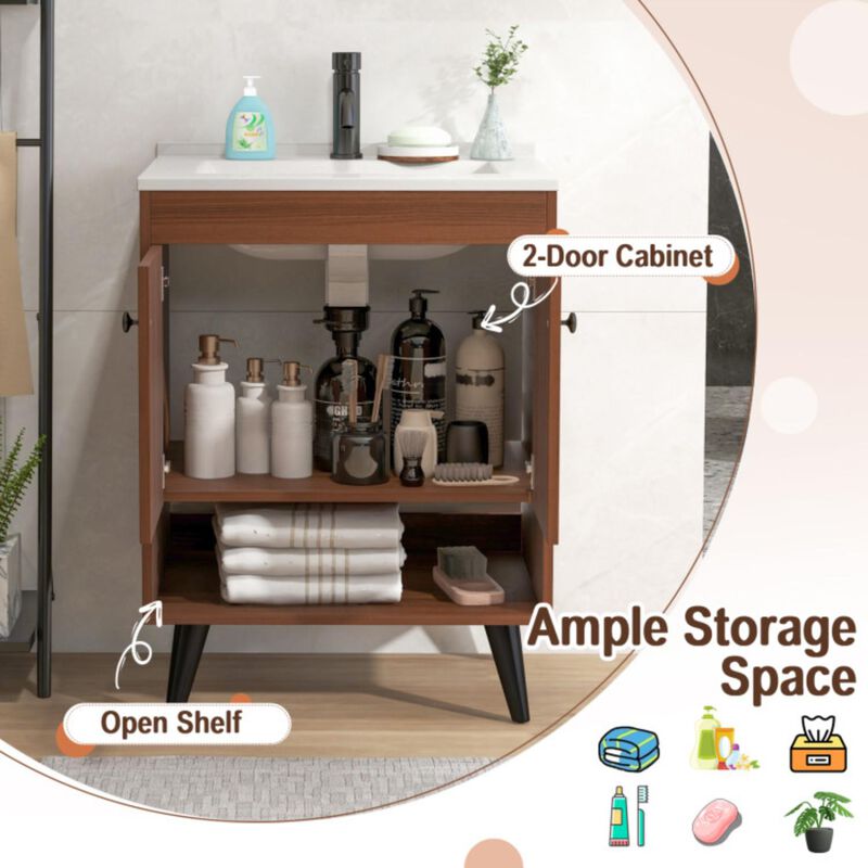 Hivvago 25 Inch Wooden Bathroom Storage Cabinet with Sink