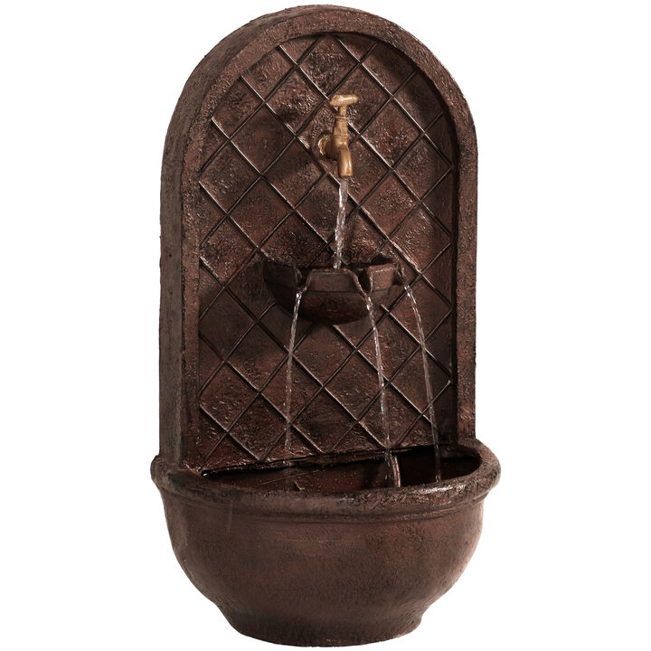 Sunnydaze Messina Polystone Outdoor Wall Fountain