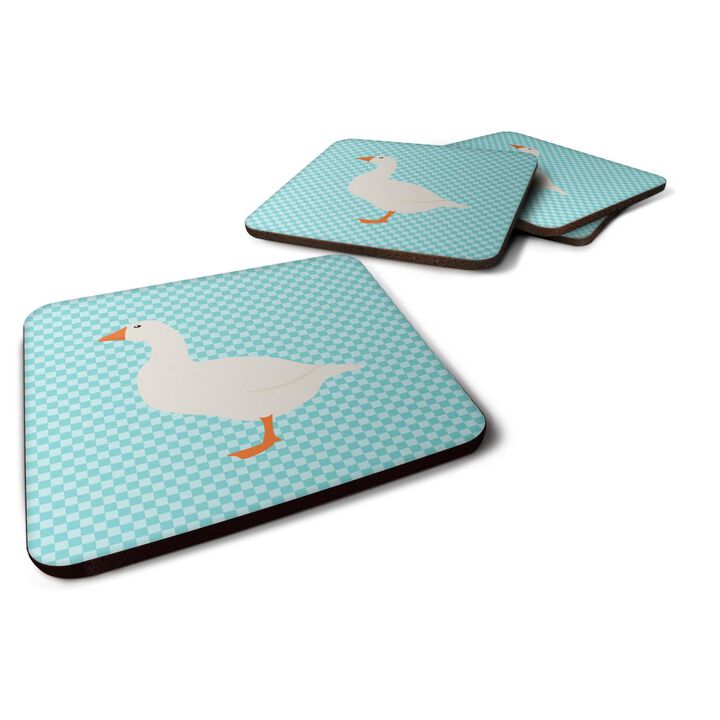 Caroline's Treasures Shire Horse Blue Check Decorative coasters, 3.5, Multicolor