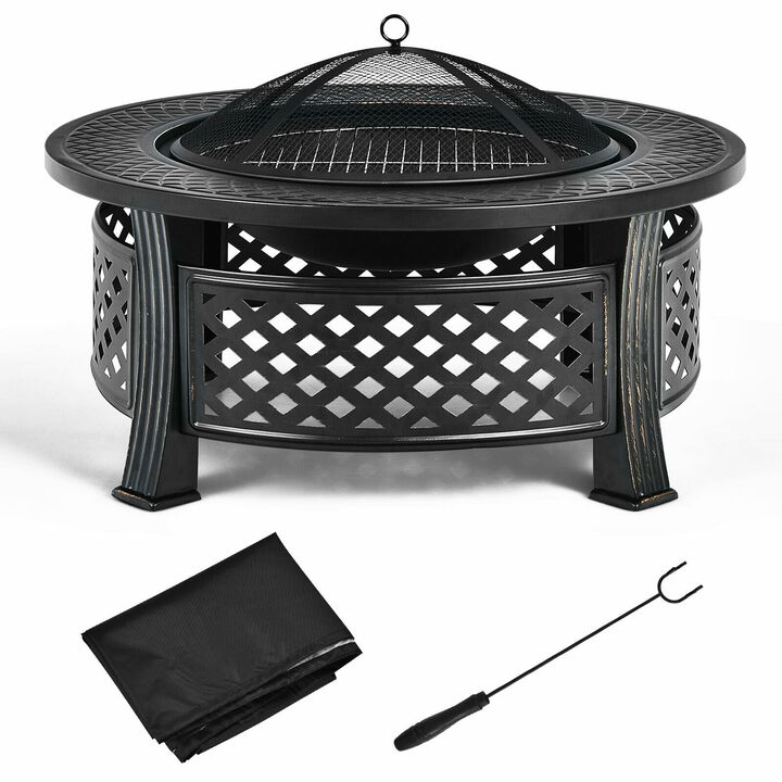 Outdoor Fire Pit with BBQ Grill and High-temp Resistance Finish Outdoor Fire Pit with BBQ Grill and High-temp Resistance Finish