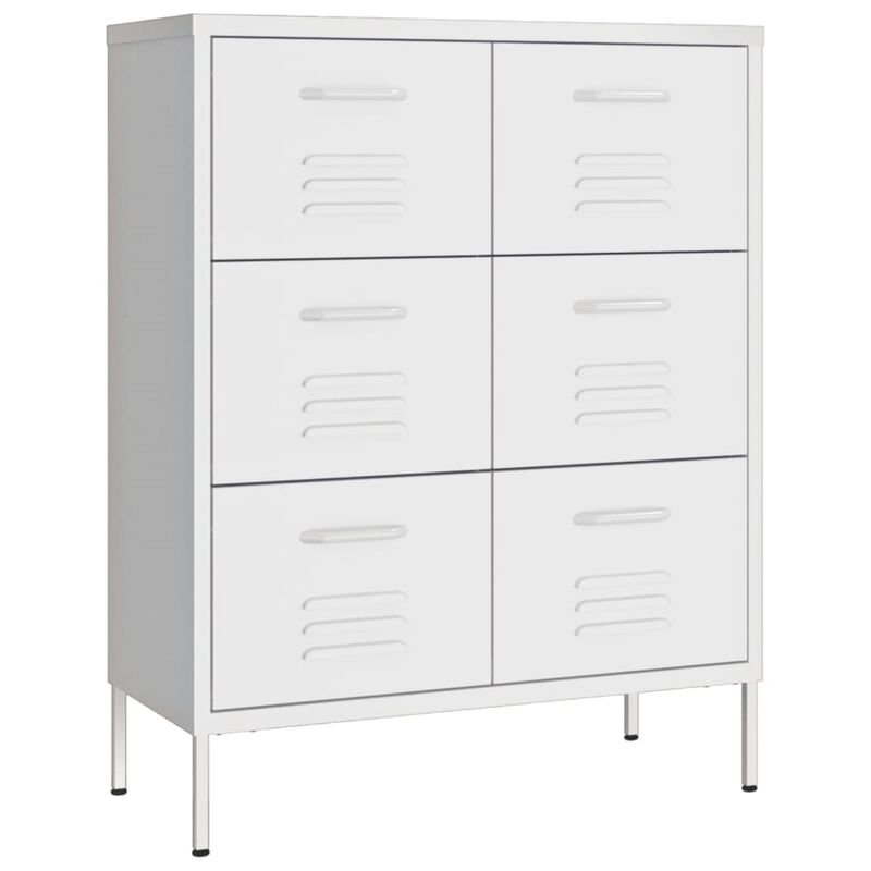 vidaXL Drawer Cabinet White 31.5"x13.8"x40" Steel