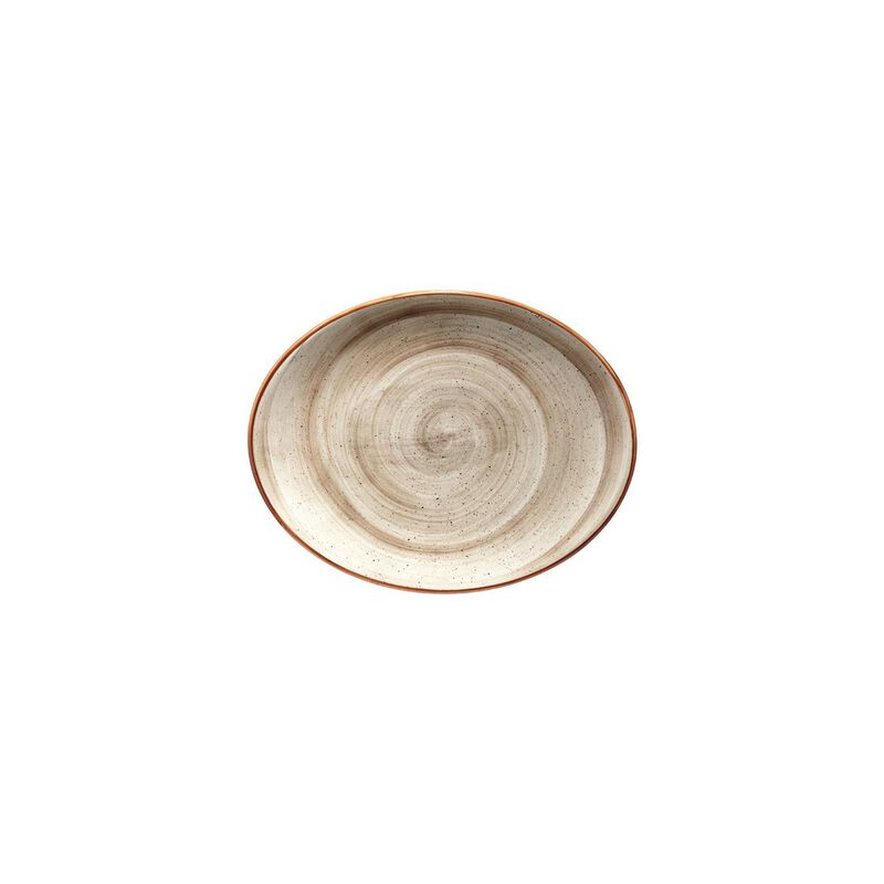 Terrain 9.75" x 7.5" x h:1" Oval Brown Porcelain Platter (Set of 2)