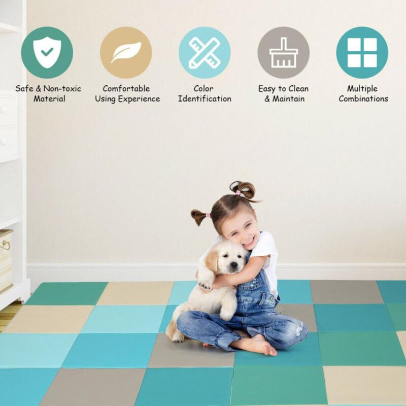 Hivvago 58 Inch Toddler Foam Play Mat Baby Folding Activity Floor Mat