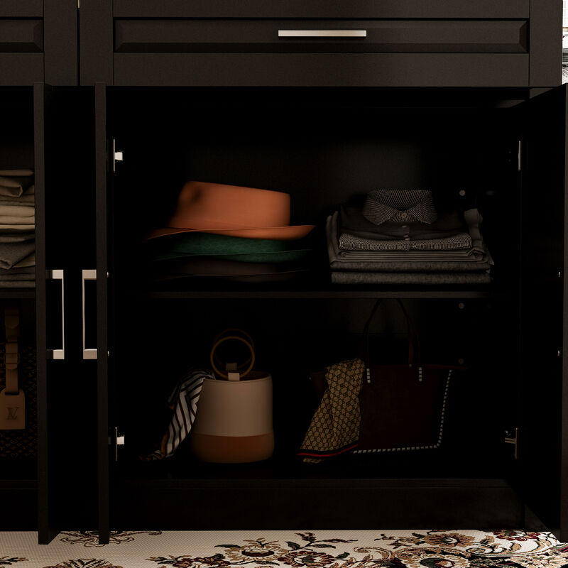 FUFU&GAGA Dresser with Storage & Drawers, MDF Construction with Stone-like Finish (61" W x 37.4" H x 29.1" D)Stone Pattern Top