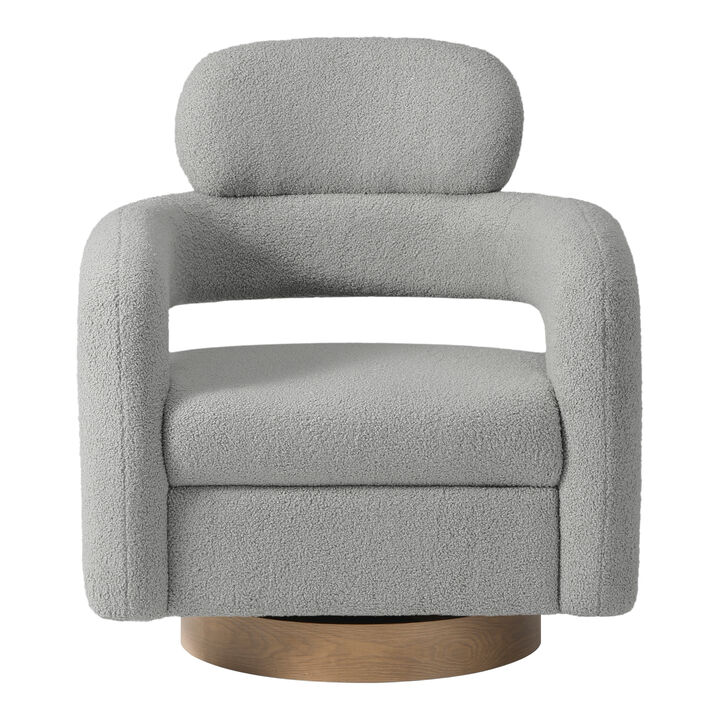 WestinTrends Mid-Century Modern Sherpa Swivel Barrel Accent Chair