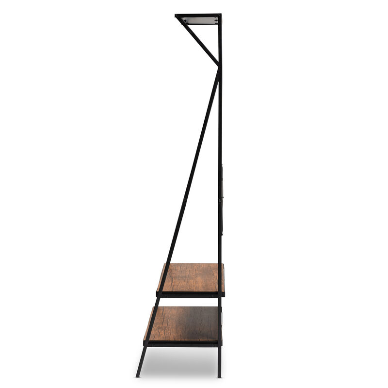 Baxton Studio Laima Rustic Distressed Wood and Black Metal Finished Entryway Coat Hanger