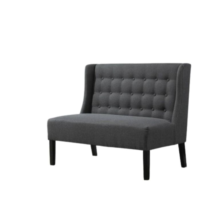Scandinavian 2 Seater Button Tufted Loveseat Wooden Legs