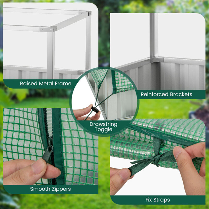 Mini Greenhouse Garden Bed Compact Raised Planter with Protective Cover for Outdoor Gardening