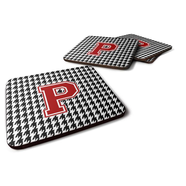 Caroline's Treasures CJ1021-PFC Monogram-Houndstooth Foam Coasters (Set of 4), Initial P, 3.5 H x 3.5 W, Multicolor