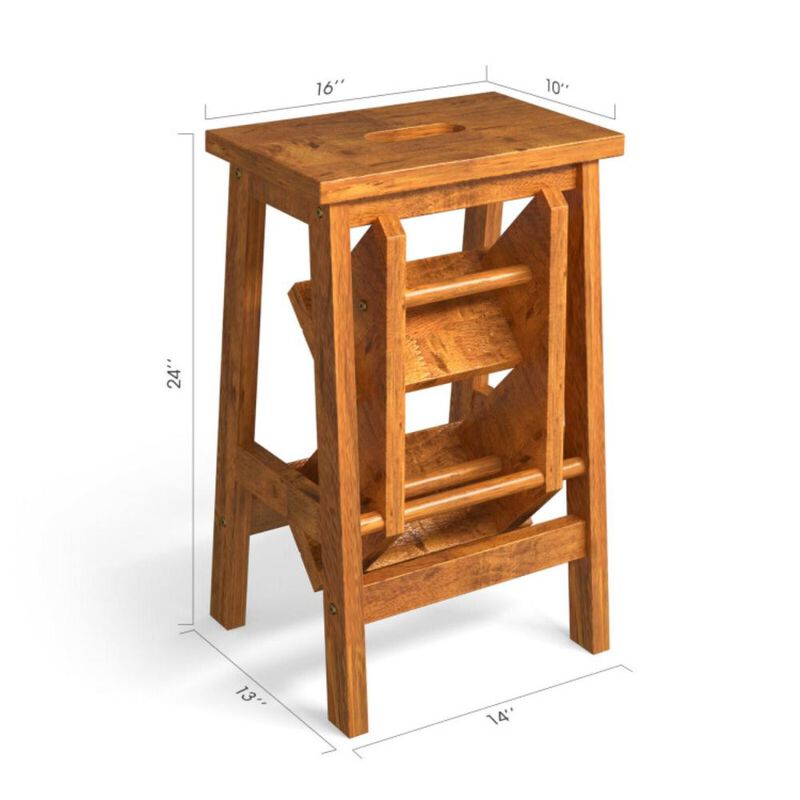 Hivvago 3-in-1 Rubber Wood Step Stool with Convenient Handle