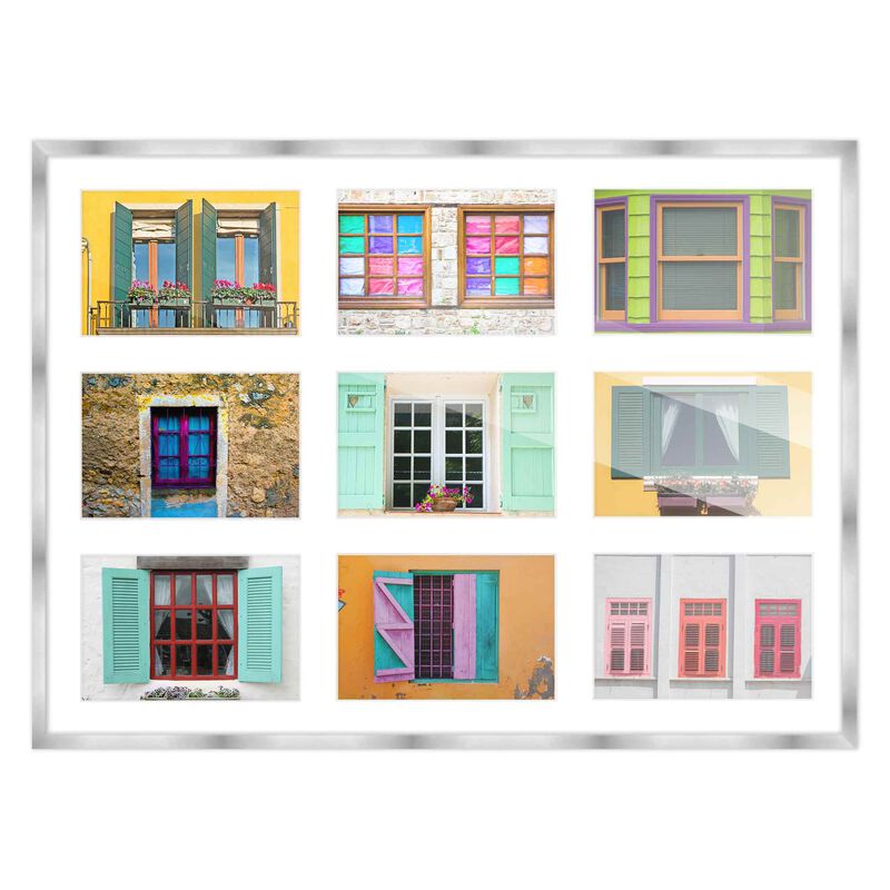 14.5x20.5 Wood Collage Frame with White Mat For 9 4x6 Pictures