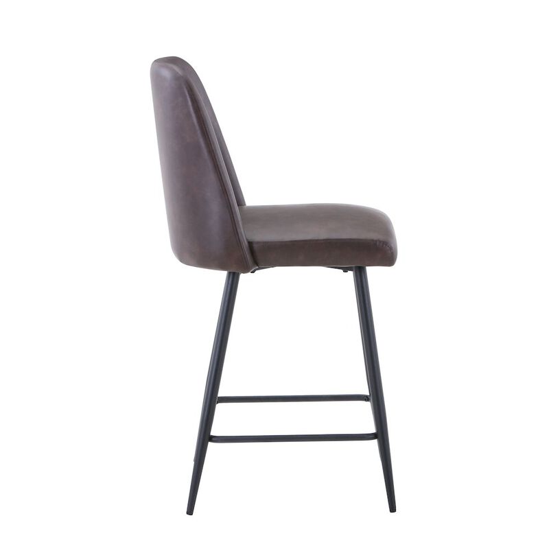 Jofran Mid-Century Modern Faux Leather Upholstered Counter Height Barstool (Set of 2)