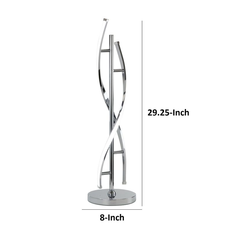 Jam 29 Inch Table Lamp, LED Light, Round Base, Accent Silver Metal Base-Benzara