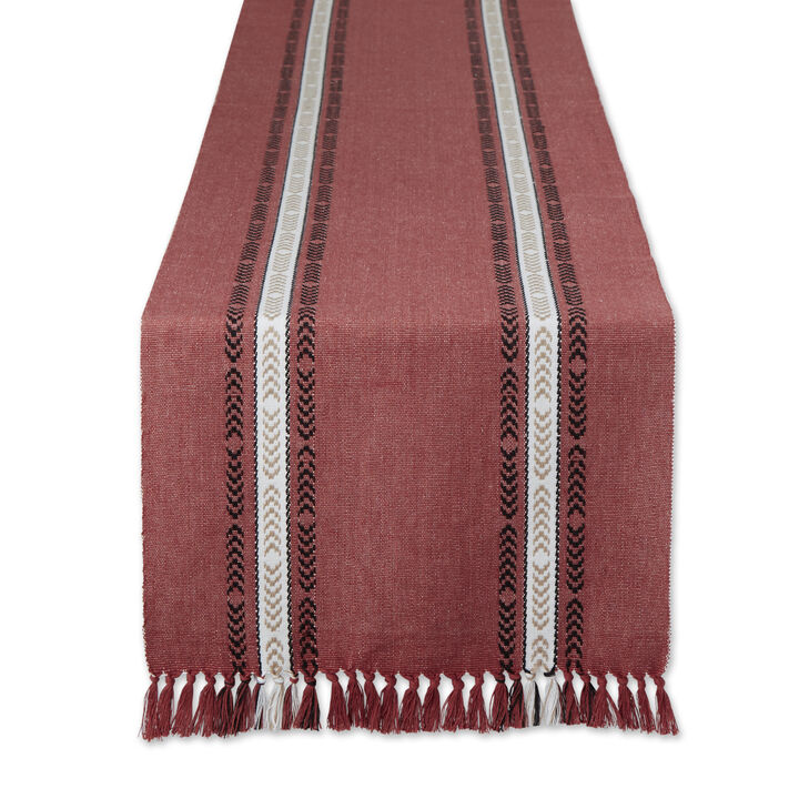 72" Orange Striped Fringe Ribbed Table Runner