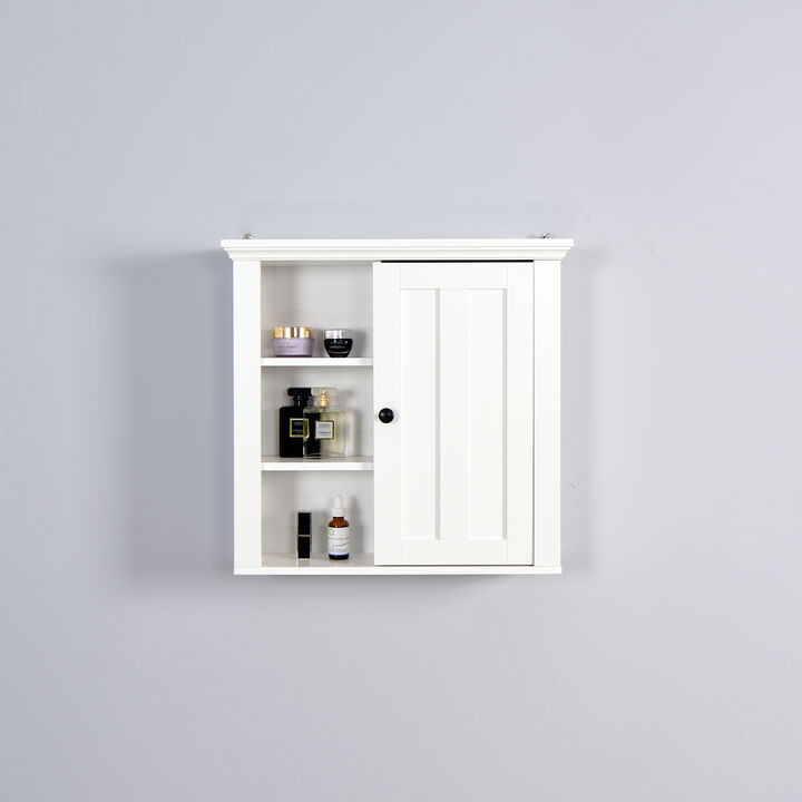 Bathroom Wooden Wall Cabinet with Door, Hidden Storage for Toiletries and Essentials