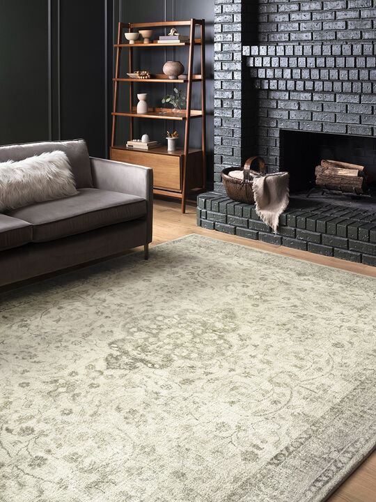 Rosette ROS02 Ivory/Silver 18" x 18" Sample Rug
