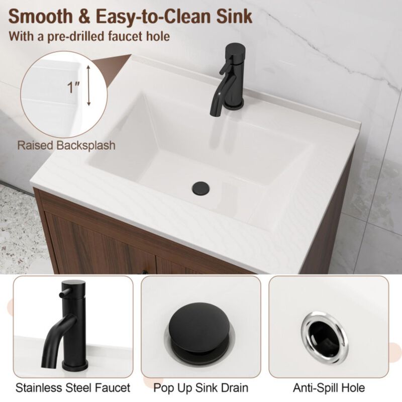 Hivvago 25 Inch Wooden Bathroom Storage Cabinet with Sink