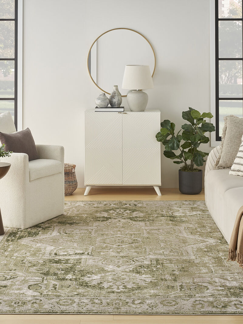 Astra Machine Washable ASW12 Ivory/Green 4' x 6' Rug