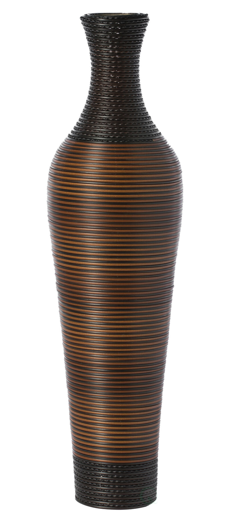39-Inch Tall Standing Designer Floor Vase - Durable Artificial Rattan - Elegant Two-Tone Dark Brown Finish - Ideal Decor Accent for Living Room, Bedroom, Entryway - Stylish Home Decor Statement Piece