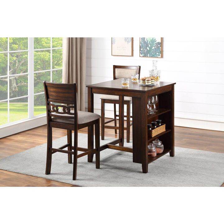 New Classic Furniture Furniture Gia Solid Wood Counter Table 2 Chairs in Cherry Brown