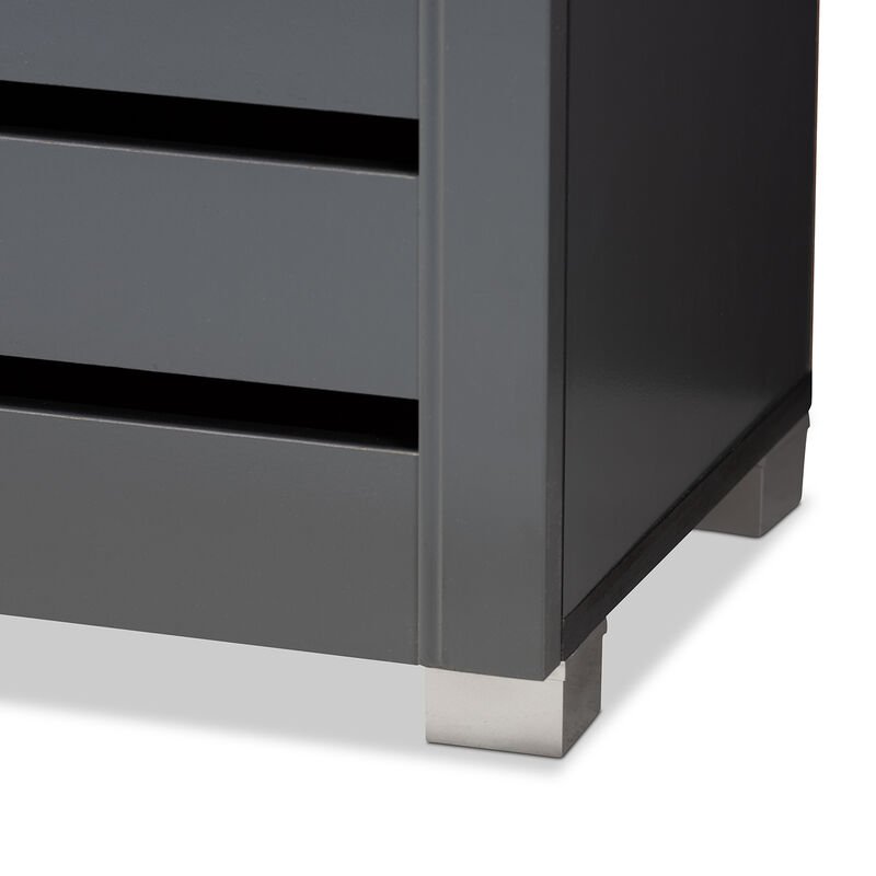 Baxton Studio Adalwin Modern Dark Gray 2 Door Wooden Entryway Shoe Storage Cabinet