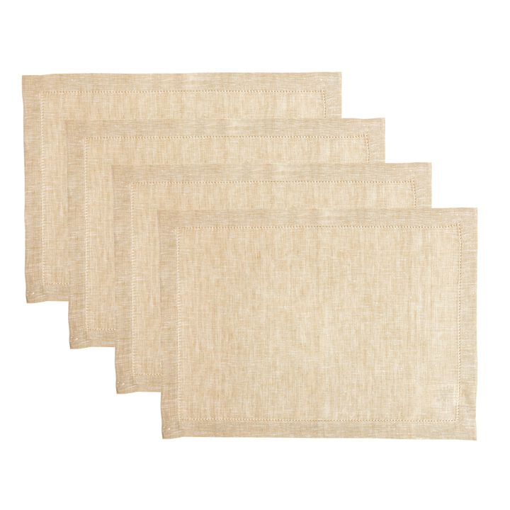 Solino Home 100% Pure Linen Placemats 14 x 19 Inch Set of 4 | Milan