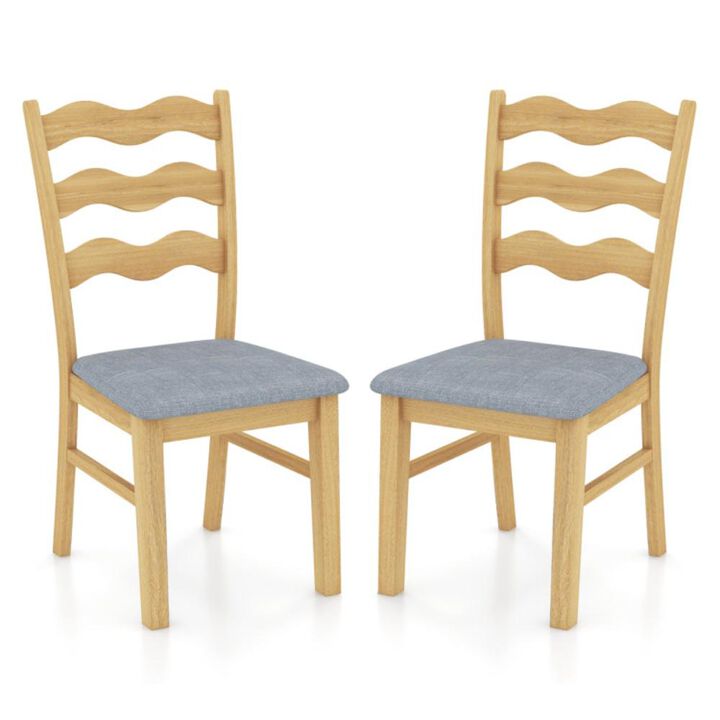 Hivvago Dining Chair Set of 2 Linen Fabric Upholstered Kitchen Chairs with Padded Seat