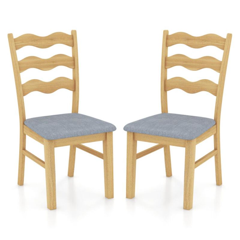 Hivvago Dining Chair Set of 2 Linen Fabric Upholstered Kitchen Chairs with Padded Seat