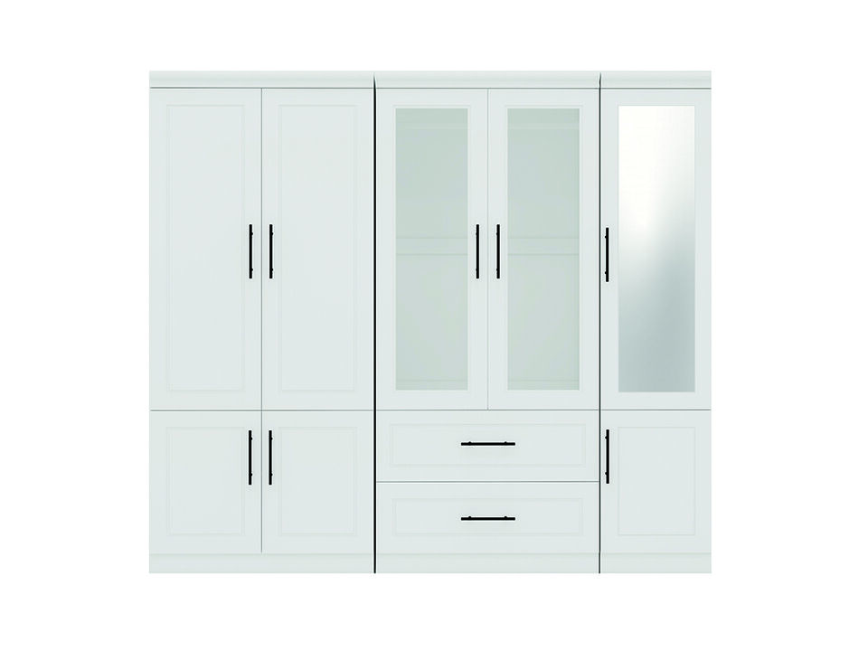 71" High Wardrobe, Wood Closet Wardrobe with 2 Drawers and Mirror for Bedroom White 71" High Wardrobe, Wood Closet Wardrobe with 2 Drawers and Mirror for Bedroom White
