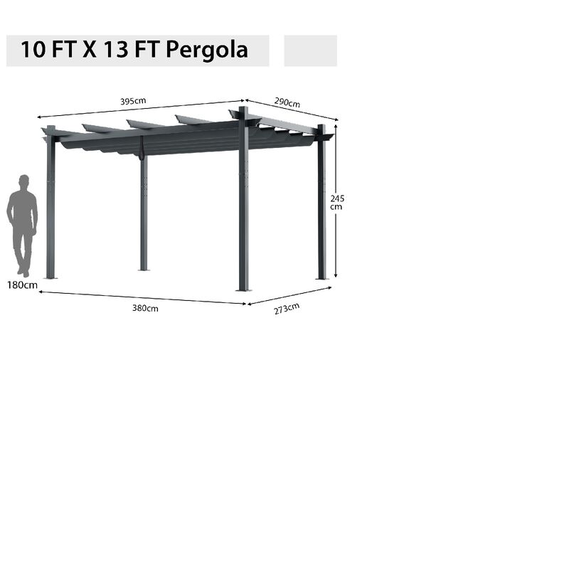 10 x 13 Feet Outdoor Aluminum Retractable Pergola Canopy Shelter