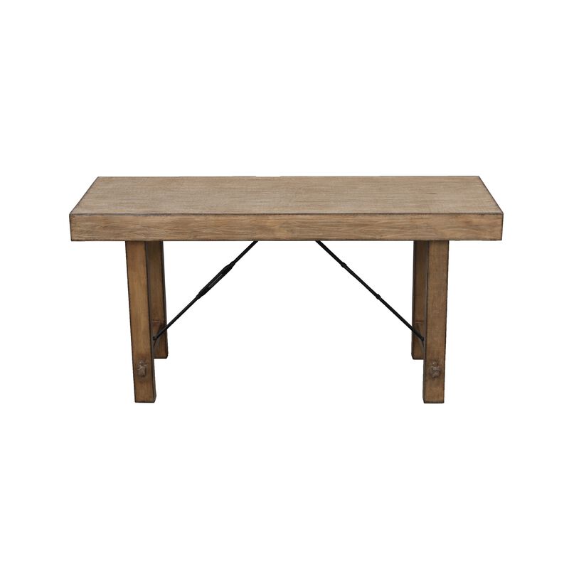 Dity Counter Height Table, 72 Inch Rectangular Top, Antique Brown Wood - Benzara
