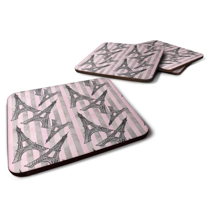 Caroline's Treasures Watercolor Eiffel Tower and Stripes Decorative coasters, 3.5, Multicolor