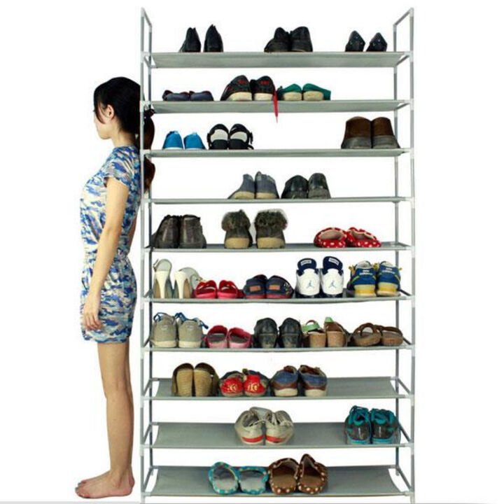 10-Layer Shoe Rack with Ultra Large Capacity, Non-Woven Fabric and Steel Storage Organizer