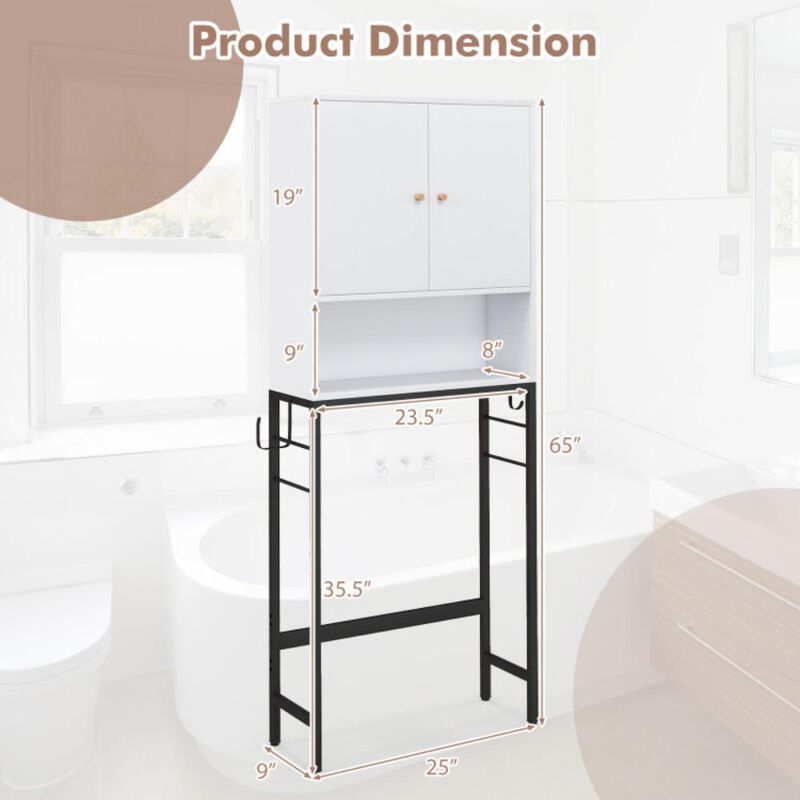 Over The Toilet Storage Cabinet with 2 Doors and Adjustable Shelf
