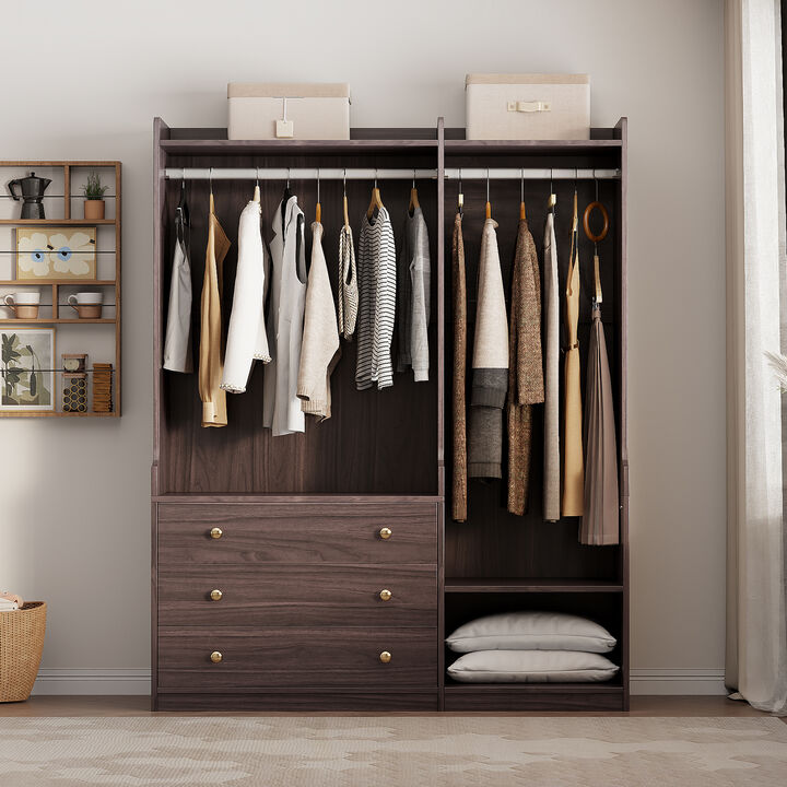 Merax Open Wooden Wardrobe Storage for Bedroom