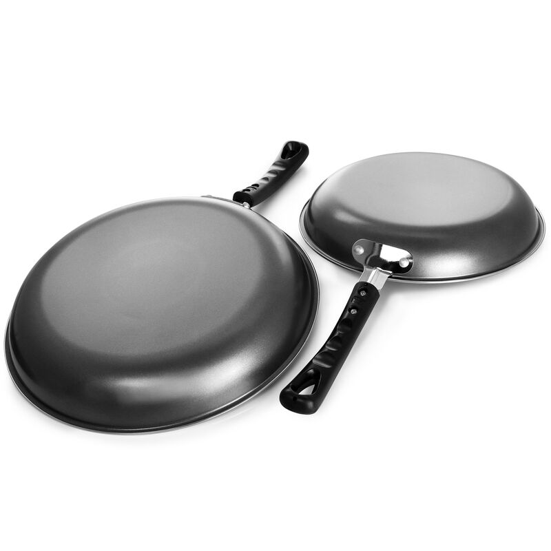 Gibson Everyday Highberry 2 Piece 12in and 10in Frying Pan Set in Metallic Grey