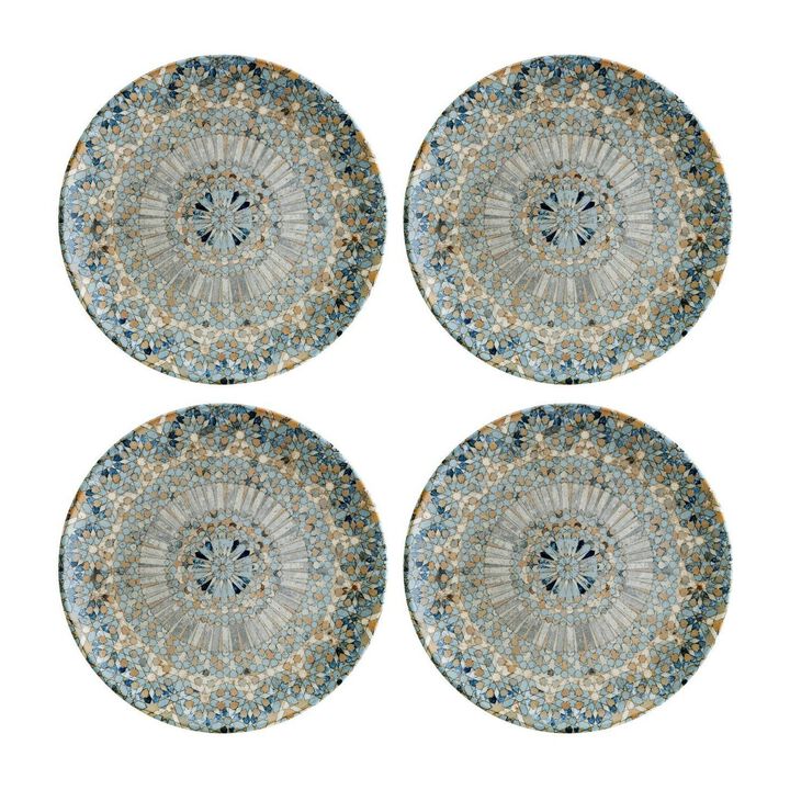 Luca Mosaic Matte dia.10.5" Round Decorated Porcelain Plate (Set of 4)