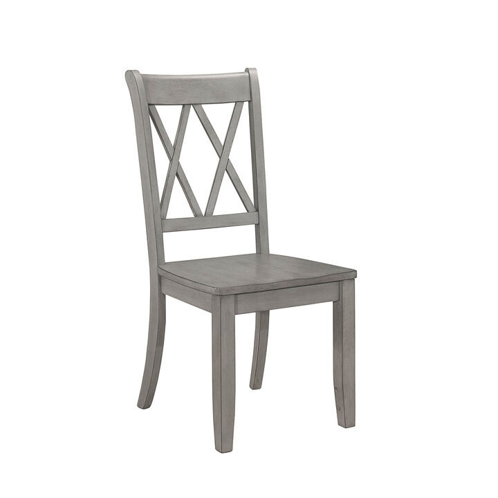 Transitional Gray Side Chairs Set, Double-X Design