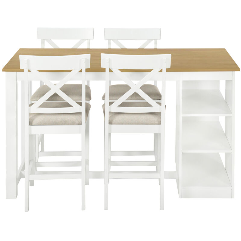 Merax Solid Wood Farmhouse Counter Height Dining Table Set