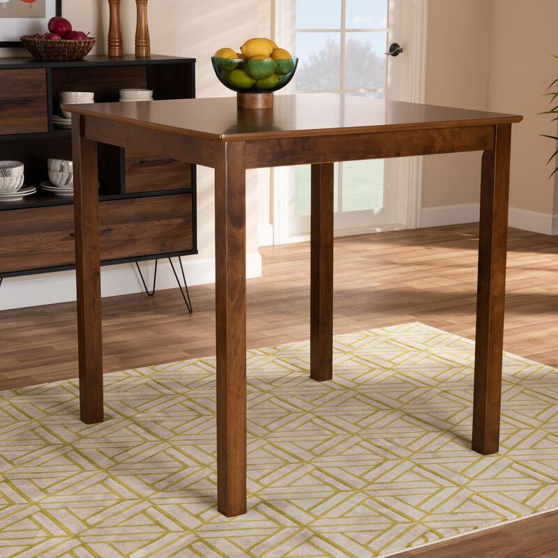 Baxton Studio Walnut Brown Finished Wood Counter Height Pub Table