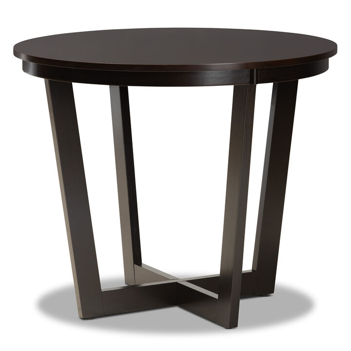 Baxton Studio Alayna Modern Walnut Brown Finished 35 Inch Wide Round Wood Dining Table