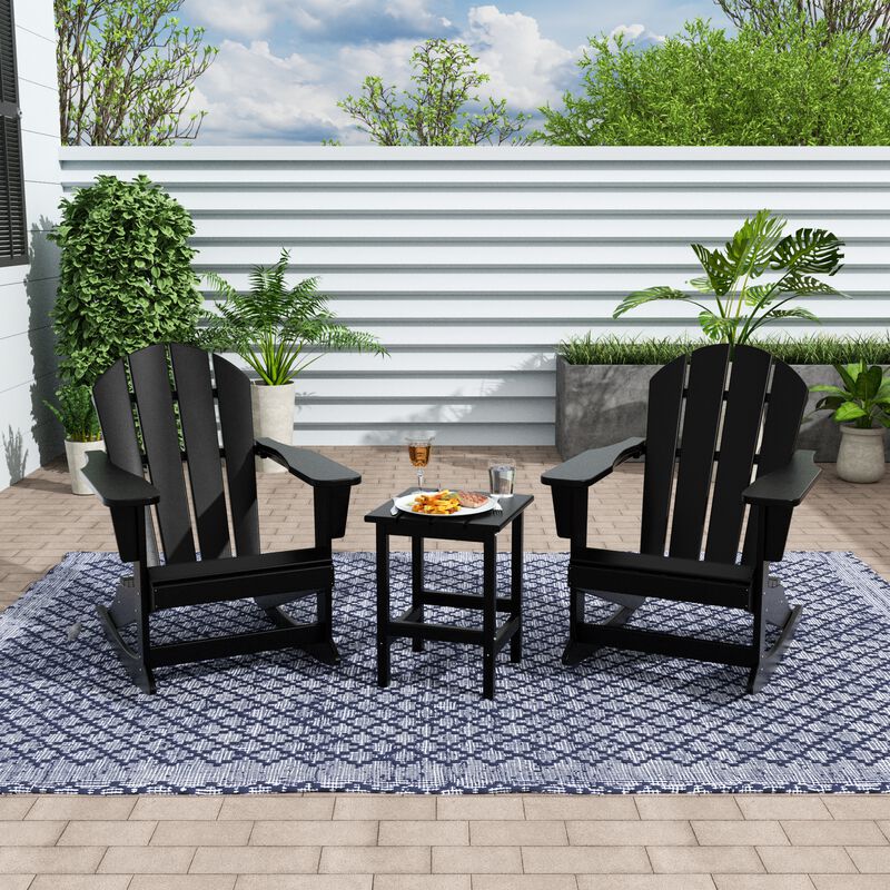 WestinTrends 3-Piece Outdoor Patio Rocking Adirondack Chairs with Side Table Set