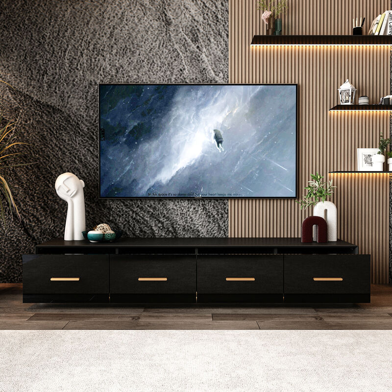 FUFU&GAGA Modern/Contemporary Black Tv Cabinet Integrated Tv Mount (Accommodates TVs up to 70-in),Black