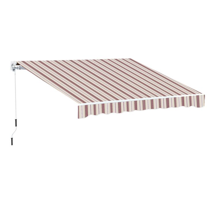Red Sun Shield: 10x8 Manual Retractable UV-Protective Patio Awning