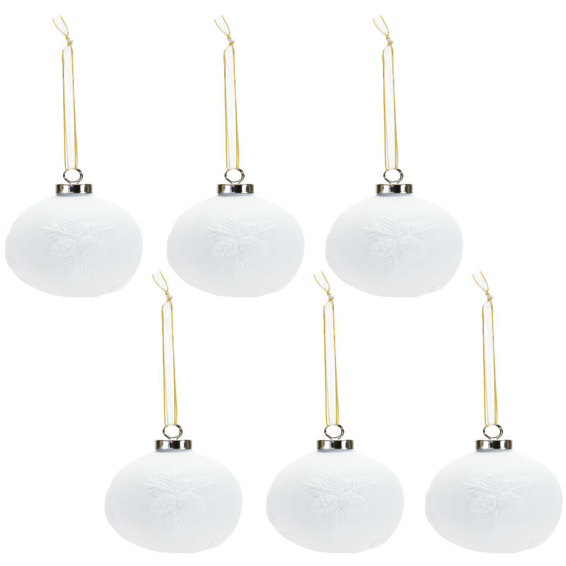 Pine Cone Ball Ornament (Set of 6) Porcelain